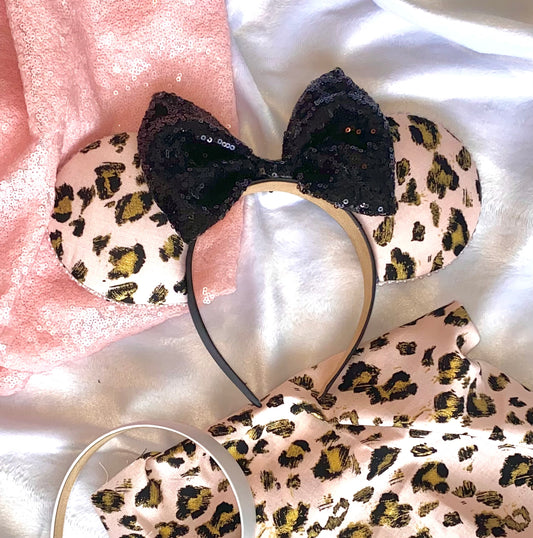 Pink and Gold Leopard Headband